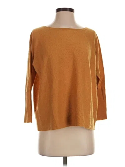 Pre-owned Garnet Hill Cashmere Pullover Sweater In Gold
