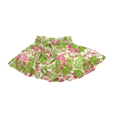 Pre-owned Garnet Hill Kids'  Girls White Purple Green Skirt In Multi