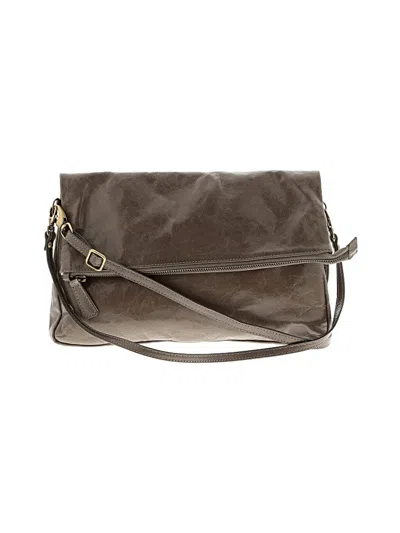 Pre-owned Garnet Hill Leather Crossbody Bag In Gray