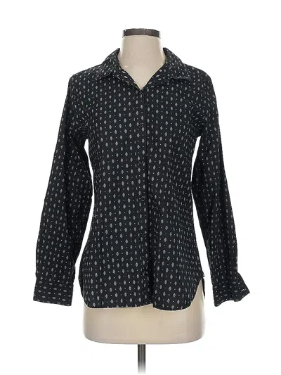Pre-owned Garnet Hill Long Sleeve Blouse In Black
