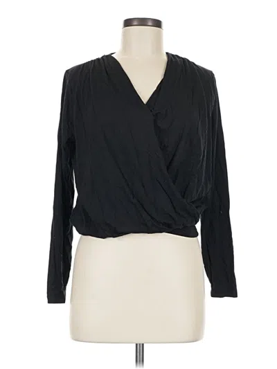 Pre-owned Garnet Hill Long Sleeve Blouse In Black