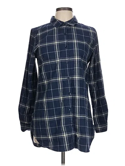 Pre-owned Garnet Hill Long Sleeve Blouse In Blue