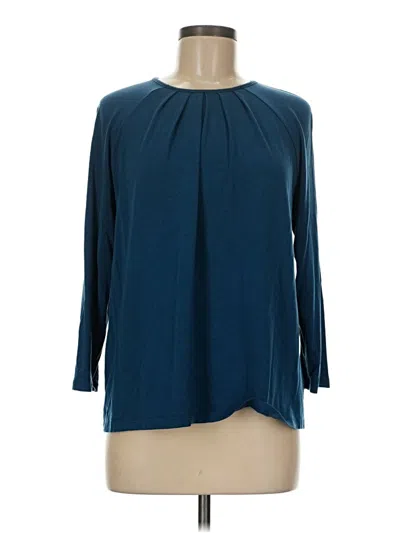 Pre-owned Garnet Hill Long Sleeve Blouse In Blue