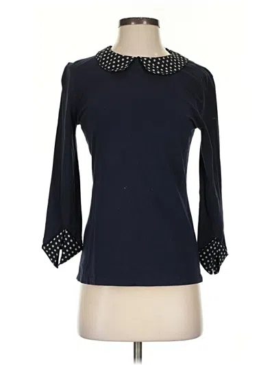 Pre-owned Garnet Hill Long Sleeve Blouse In Blue