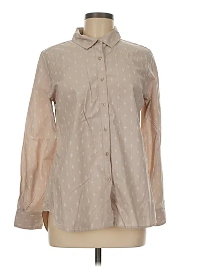 Pre-owned Garnet Hill Long Sleeve Blouse In Brown