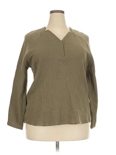 Pre-owned Garnet Hill Long Sleeve Blouse In Brown
