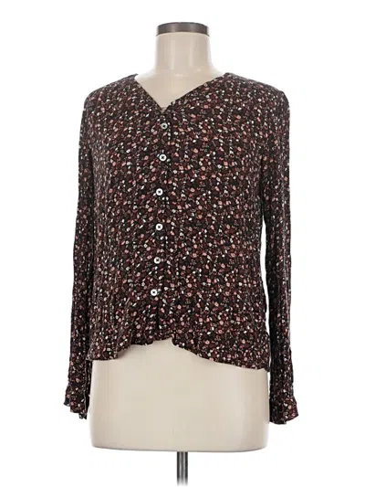 Pre-owned Garnet Hill Long Sleeve Blouse In Brown