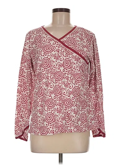 Pre-owned Garnet Hill Long Sleeve Blouse In Burgundy