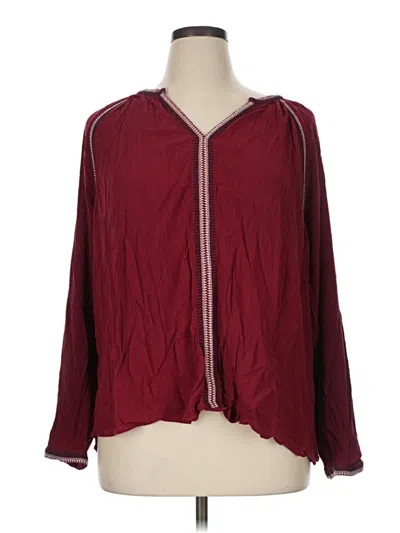 Pre-owned Garnet Hill Long Sleeve Blouse In Burgundy
