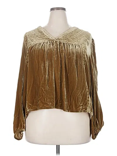 Pre-owned Garnet Hill Long Sleeve Blouse In Gold