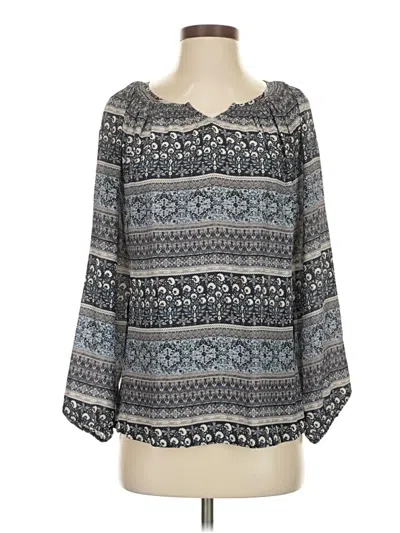 Pre-owned Garnet Hill Long Sleeve Blouse In Gray