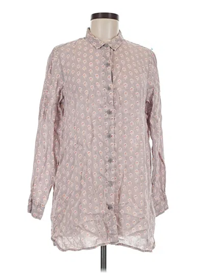 Pre-owned Garnet Hill Long Sleeve Blouse In Gray
