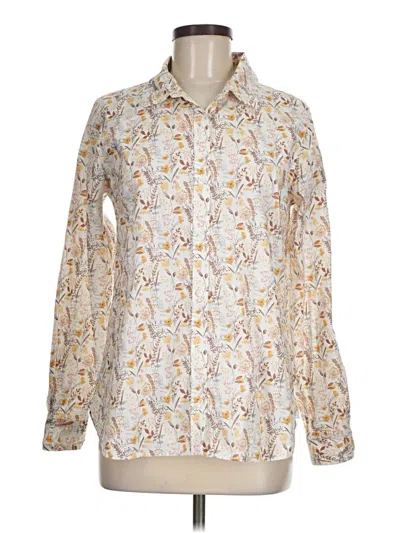 Pre-owned Garnet Hill Long Sleeve Blouse In Ivory