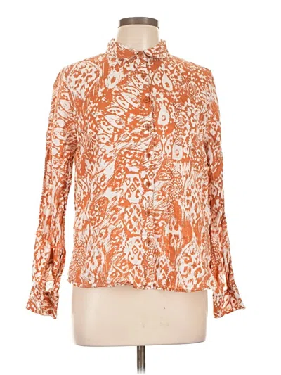 Pre-owned Garnet Hill Long Sleeve Blouse In Orange