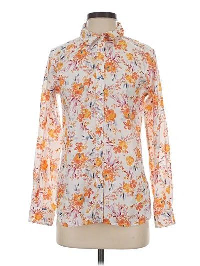 Pre-owned Garnet Hill Long Sleeve Blouse In Orange