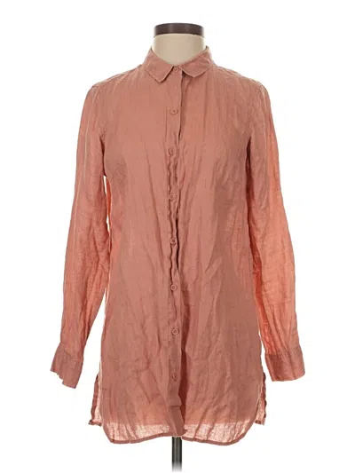 Pre-owned Garnet Hill Long Sleeve Blouse In Orange