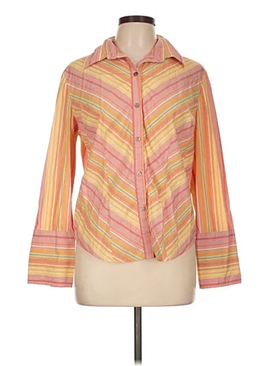 Pre-owned Garnet Hill Long Sleeve Blouse In Orange