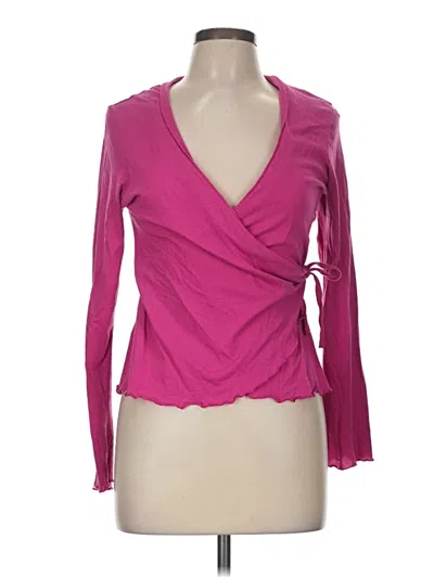 Pre-owned Garnet Hill Long Sleeve Blouse In Pink