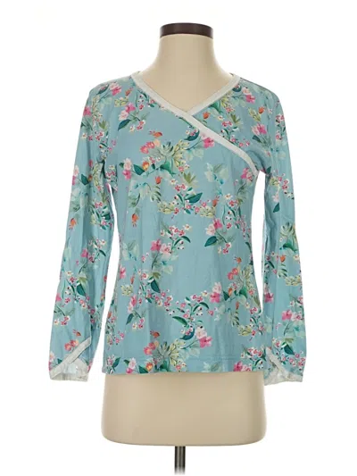 Pre-owned Garnet Hill Long Sleeve Blouse In Teal