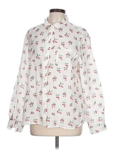 Pre-owned Garnet Hill Long Sleeve Blouse In White