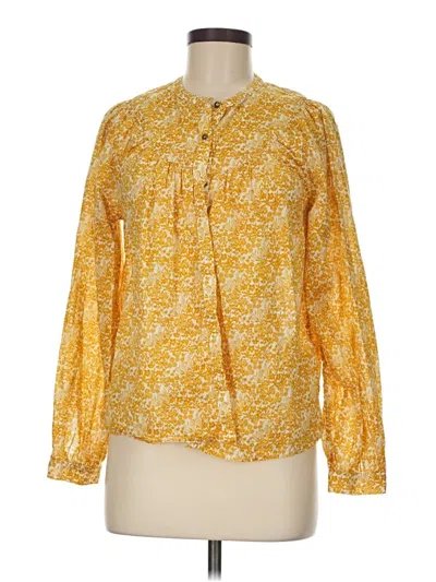 Pre-owned Garnet Hill Long Sleeve Blouse In Yellow