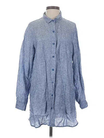 Pre-owned Garnet Hill Long Sleeve Button Down Shirt In Blue