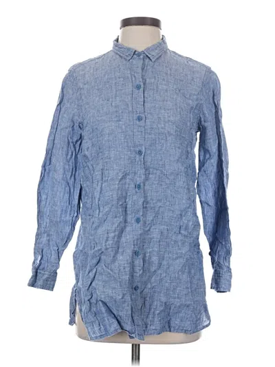 Pre-owned Garnet Hill Long Sleeve Button Down Shirt In Blue