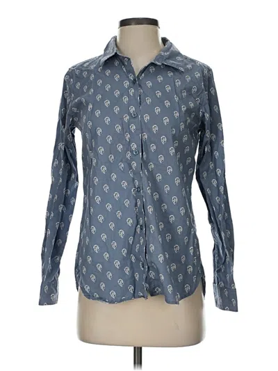 Pre-owned Garnet Hill Long Sleeve Button Down Shirt In Blue