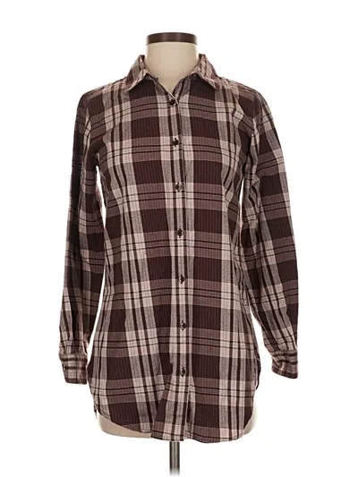 Pre-owned Garnet Hill Long Sleeve Button Down Shirt In Brown