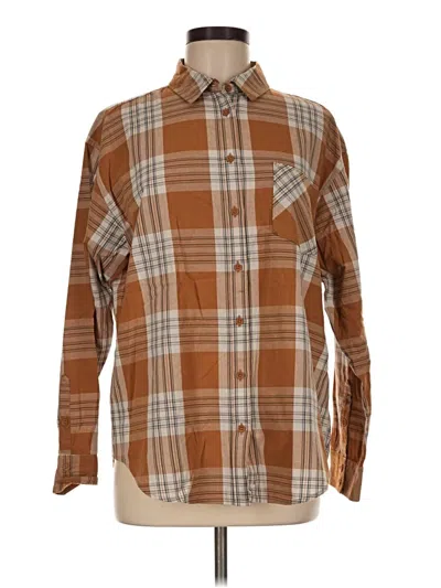 Pre-owned Garnet Hill Long Sleeve Button Down Shirt In Brown