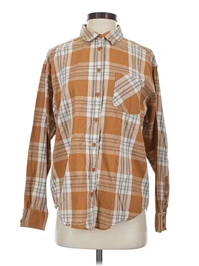 Pre-owned Garnet Hill Long Sleeve Button Down Shirt In Brown