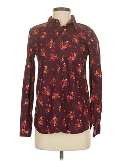 Pre-owned Garnet Hill Long Sleeve Button Down Shirt In Burgundy