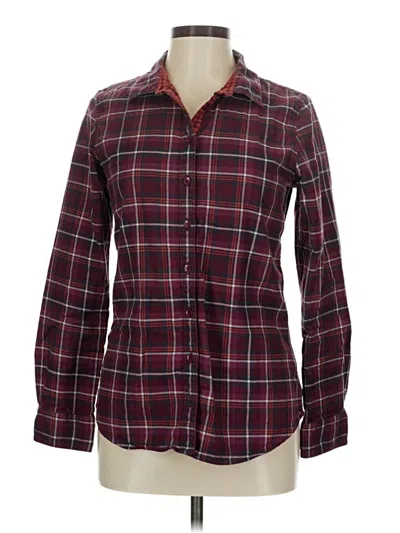 Pre-owned Garnet Hill Long Sleeve Button Down Shirt In Burgundy