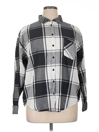 Pre-owned Garnet Hill Long Sleeve Button Down Shirt In Gray
