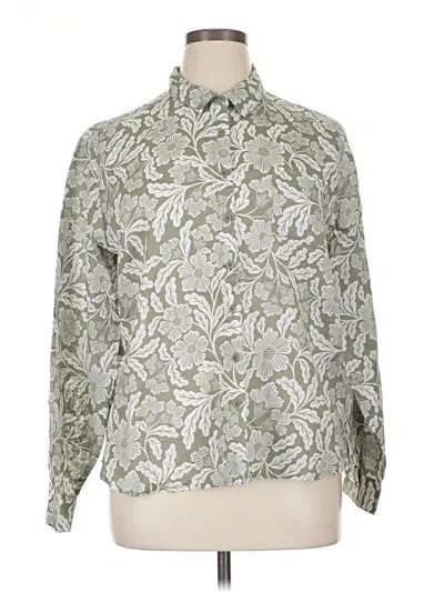 Pre-owned Garnet Hill Long Sleeve Button Down Shirt In Green