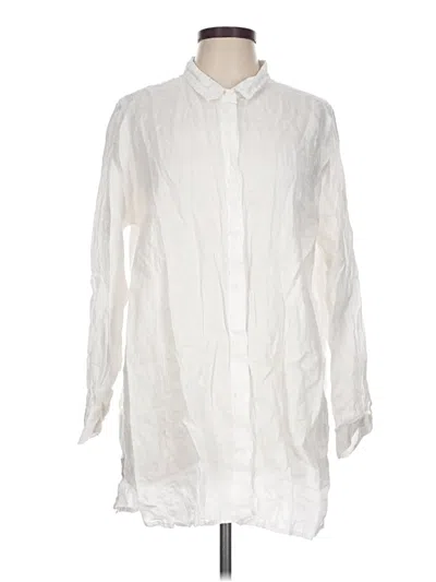 Pre-owned Garnet Hill Long Sleeve Button Down Shirt In Ivory
