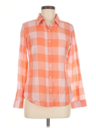Pre-owned Garnet Hill Long Sleeve Button Down Shirt In Orange