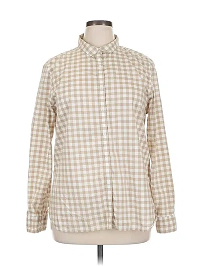 Pre-owned Garnet Hill Long Sleeve Button Down Shirt In White