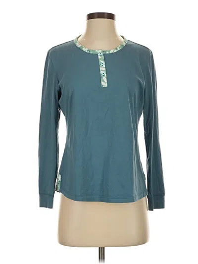 Pre-owned Garnet Hill Long Sleeve Henley Shirt In Blue