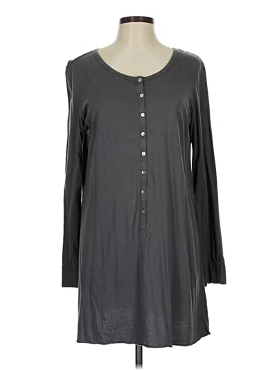 Pre-owned Garnet Hill Long Sleeve Henley Shirt In Gray