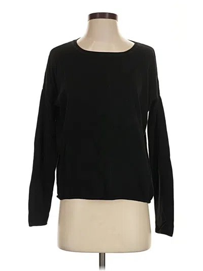 Pre-owned Garnet Hill Long Sleeve Silk Top Black Boatneck Tops