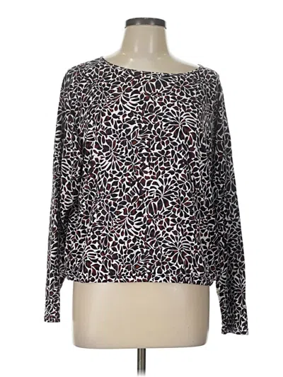 Pre-owned Garnet Hill Long Sleeve Top Black Boatneck Tops