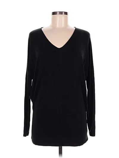 Pre-owned Garnet Hill Long Sleeve Top Black V Neck Tops