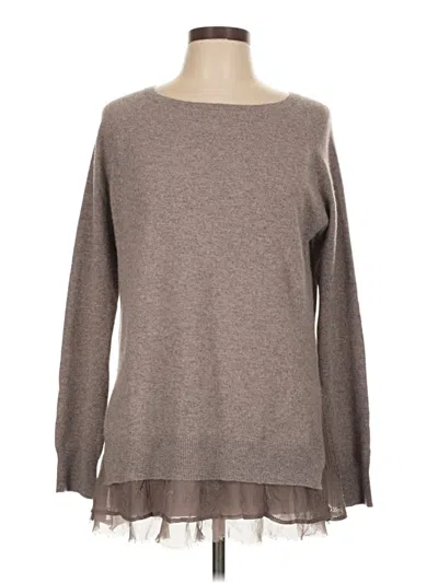 Pre-owned Garnet Hill Long Sleeve Top Brown Boatneck Tops