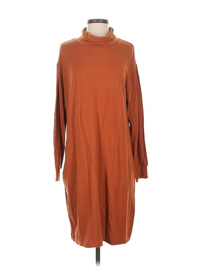 Pre-owned Garnet Hill Long Sleeve Top Brown Turtleneck Tops