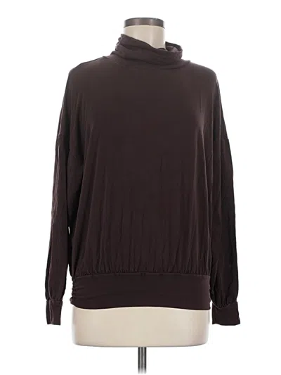Pre-owned Garnet Hill Long Sleeve Top Brown Turtleneck Tops