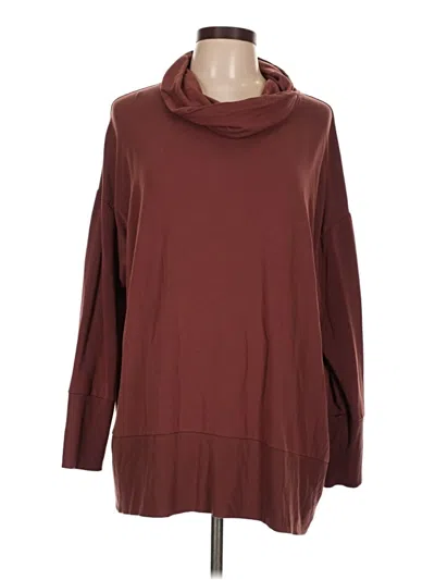 Pre-owned Garnet Hill Long Sleeve Top Burgundy Cowl Neck Tops