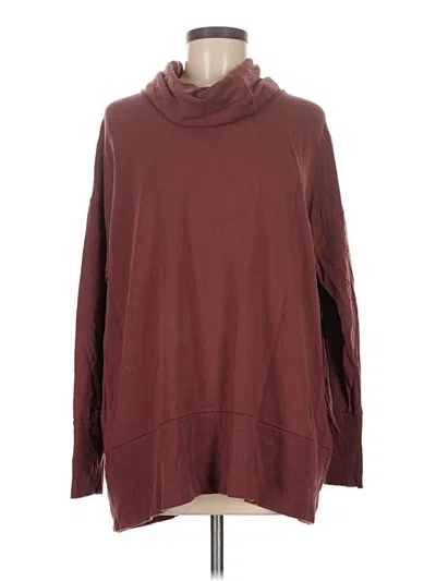 Pre-owned Garnet Hill Long Sleeve Top Burgundy Cowl Neck Tops