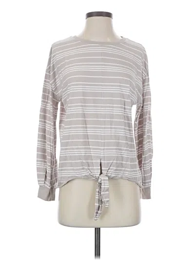 Pre-owned Garnet Hill Long Sleeve Top Gray Boatneck Tops
