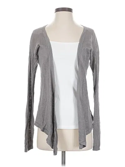 Pre-owned Garnet Hill Long Sleeve Top Gray Plunge Neckline Tops